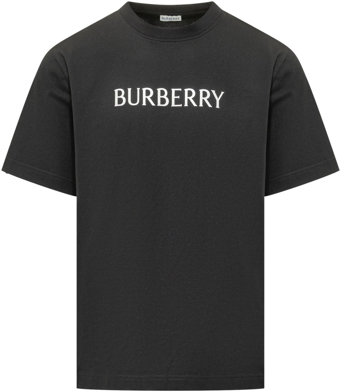 Burberry T-Shirt In Cotone Con Logo Frontale Zwart