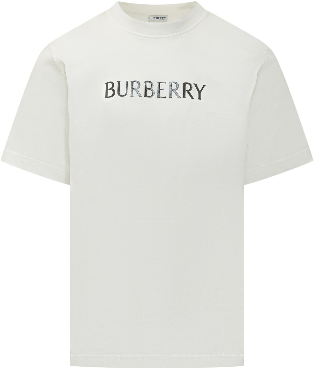 Burberry T-Shirt In Cotone Con Logo Frontale Wit