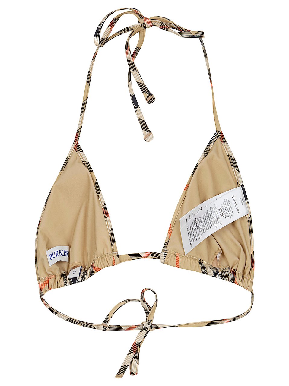 Burberry Check Stretch Nylon Bikini Top Neutraal