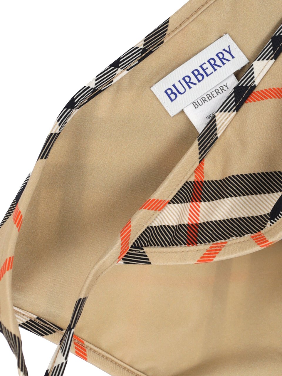 Burberry "Check" Swimsuit Briefs In Beige Stretch Fabric Neutraal