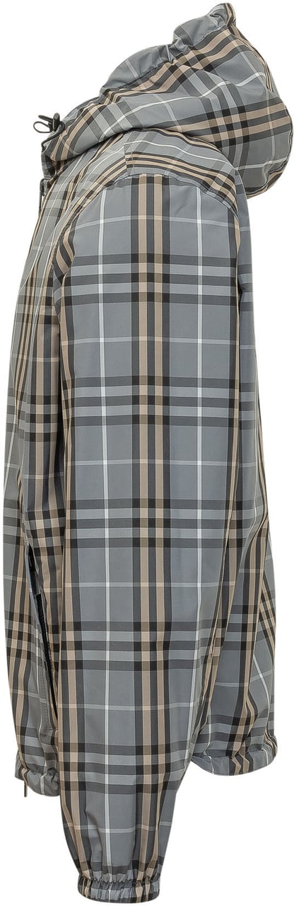 Burberry Giacca Newport con Cappuccio e Zip e Motivo Check Grijs