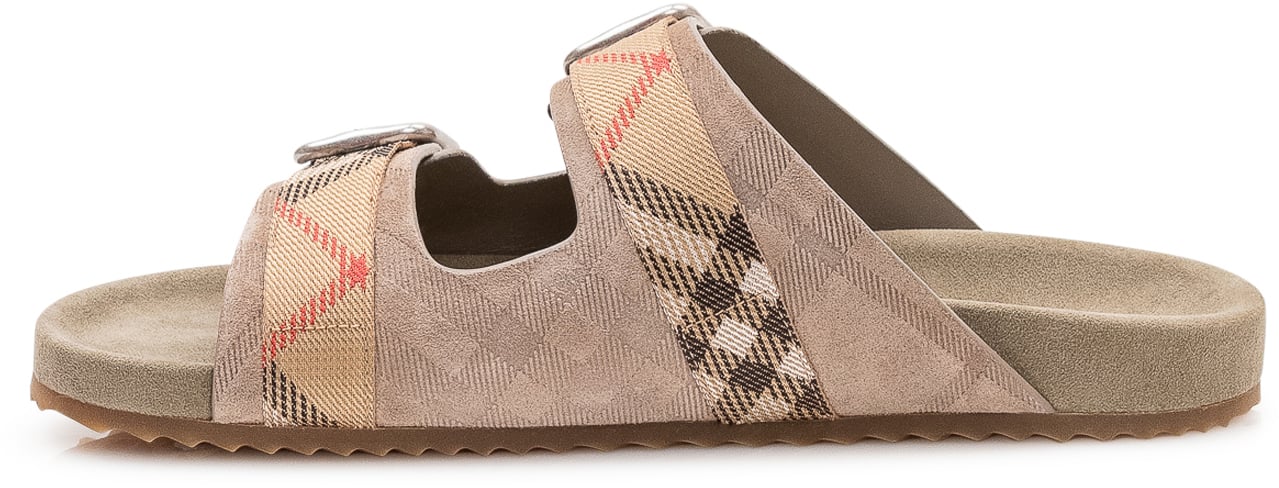 Burberry Sandali Slide con Doppia Fibbia Beige