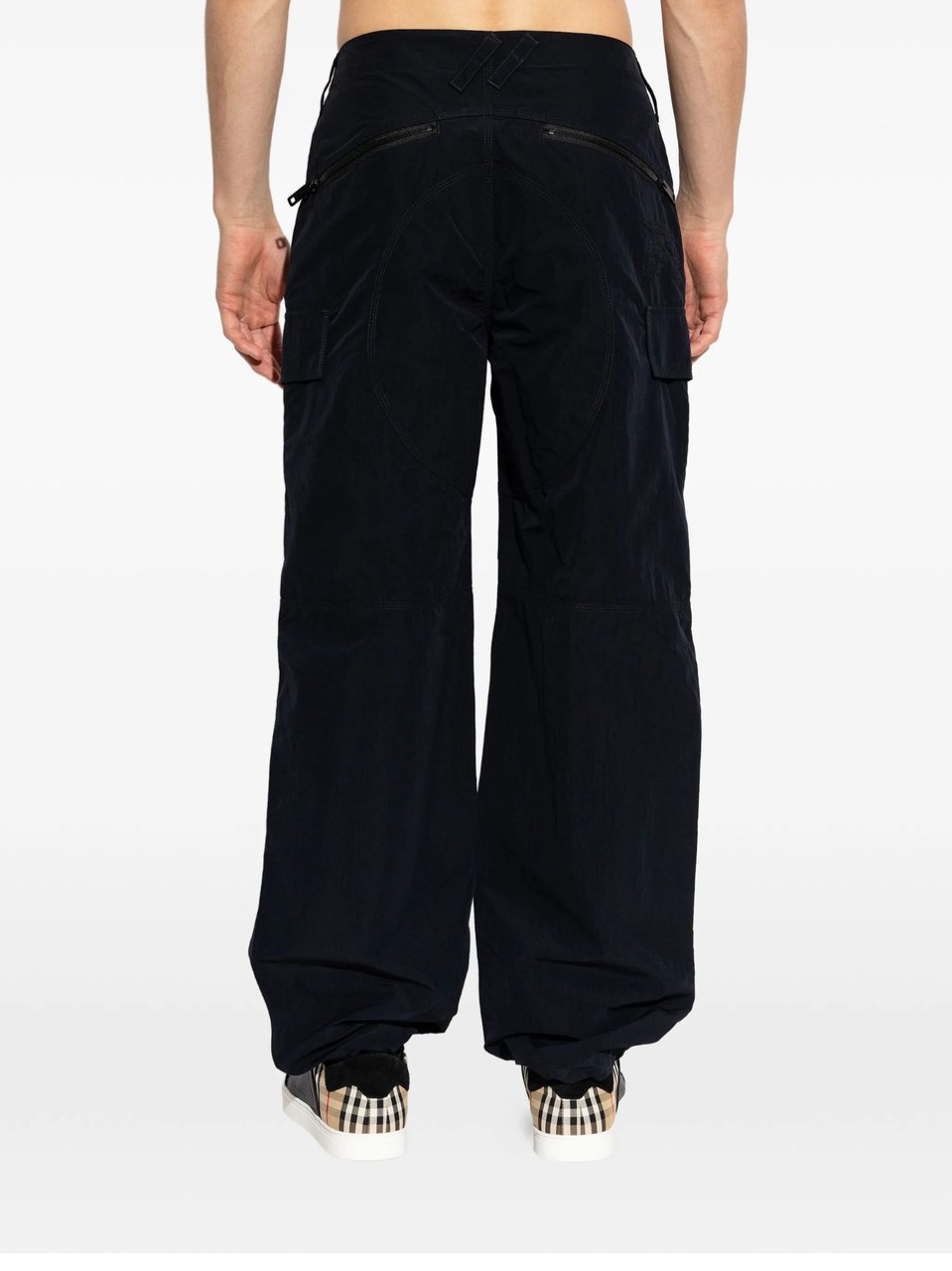 Burberry Blue Recycled Cotton Cargo Pockets Straight-Leg Pants Zwart