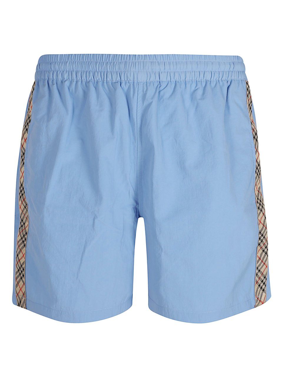 Burberry Light Blue Swim Shorts with Adjustable Waist and Equestrian Detail Blauw