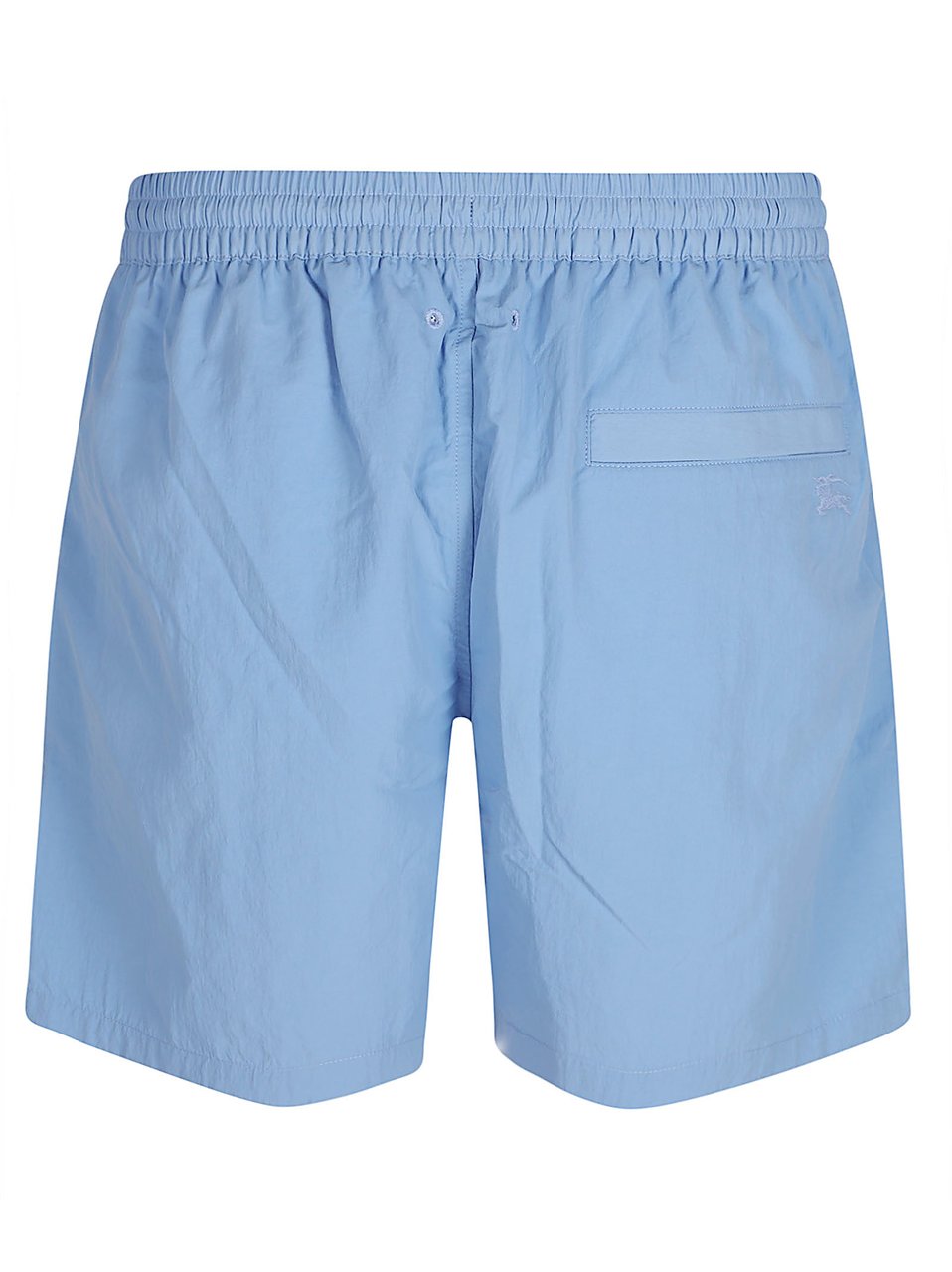 Burberry Light Blue Swim Shorts with Adjustable Waist and Equestrian Detail Blauw