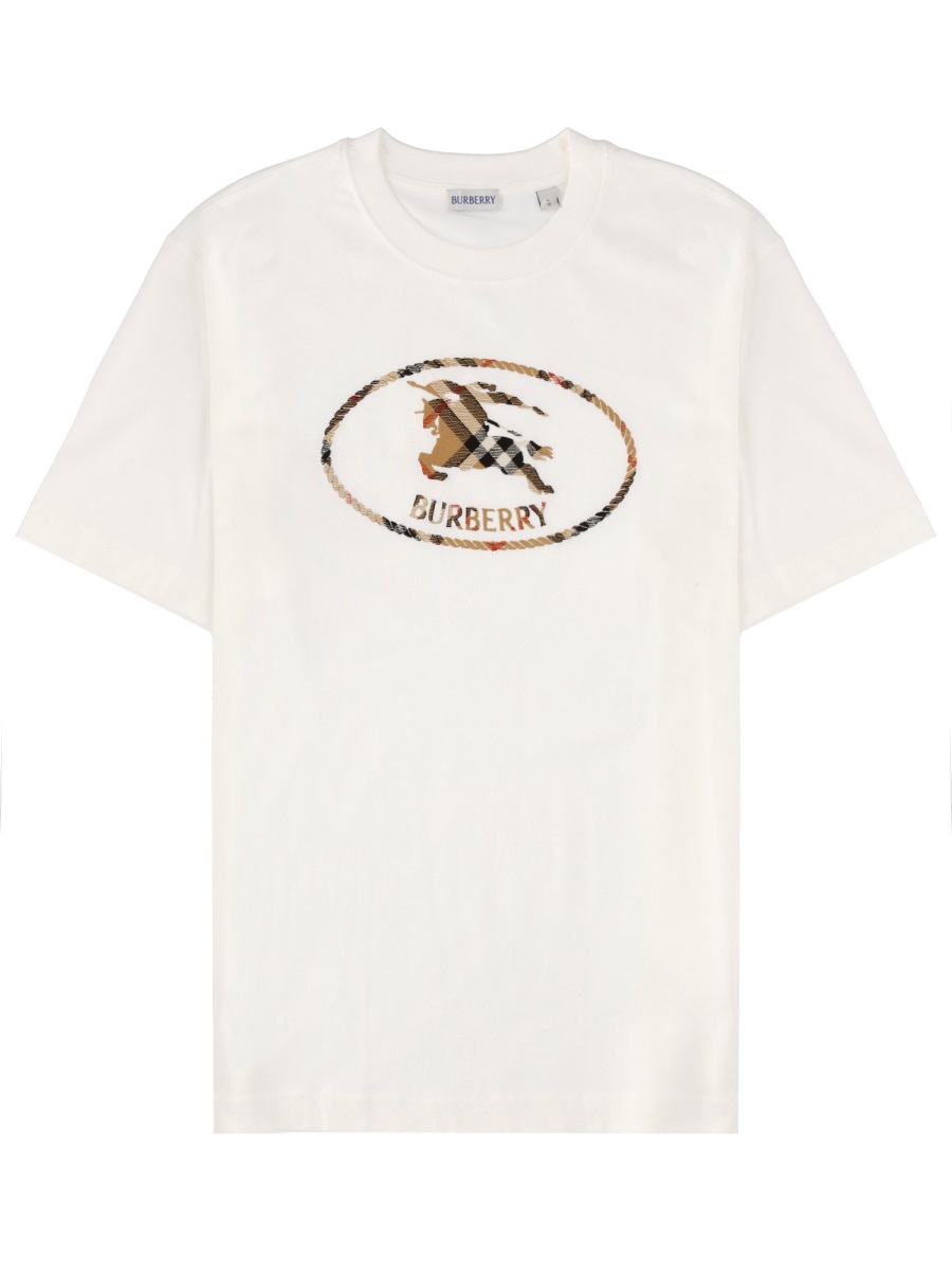 Burberry White Check Oval Graphic T-Shirt Wit