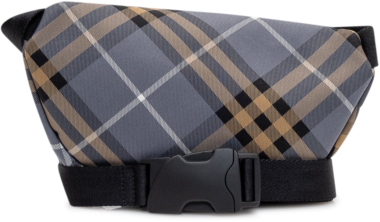 Burberry Borsa Belt Bag con Motivo Check e Tasca Frontale Blauw