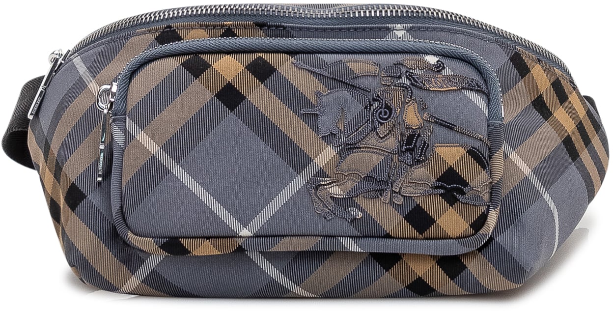 Burberry Borsa Belt Bag con Motivo Check e Tasca Frontale Blauw