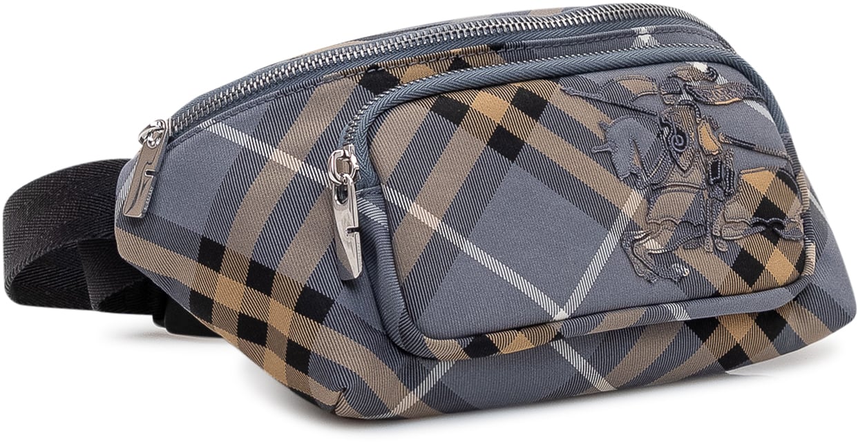 Burberry Borsa Belt Bag con Motivo Check e Tasca Frontale Blauw