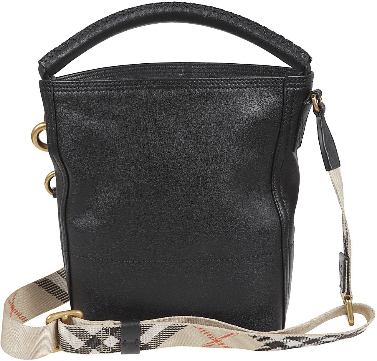 Burberry Textured Calf Grain Handbag with Embossed Logo Zwart