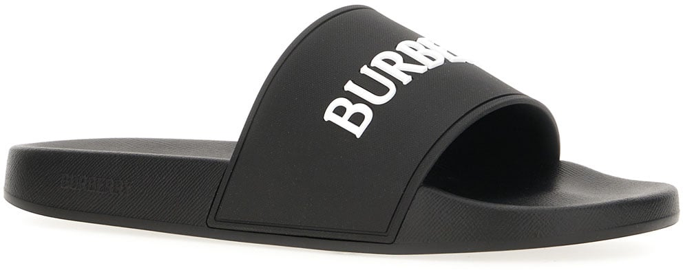 Burberry Black rubber slippers Zwart