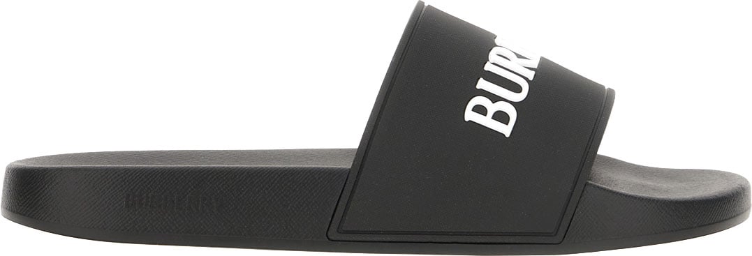 Burberry Black rubber slippers Zwart