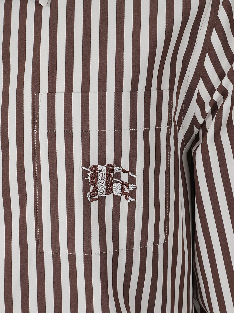 Burberry Brown and White Vertical Striped Button-Down Shirt Bruin