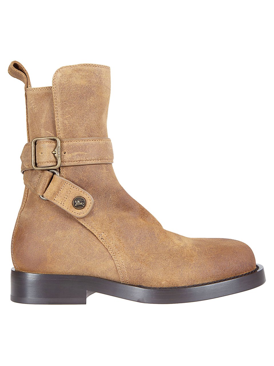 Burberry Round Toe Ankle Boots with Adjustable Straps and Metal Buckles Bruin