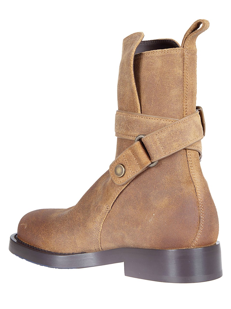 Burberry Round Toe Ankle Boots with Adjustable Straps and Metal Buckles Bruin