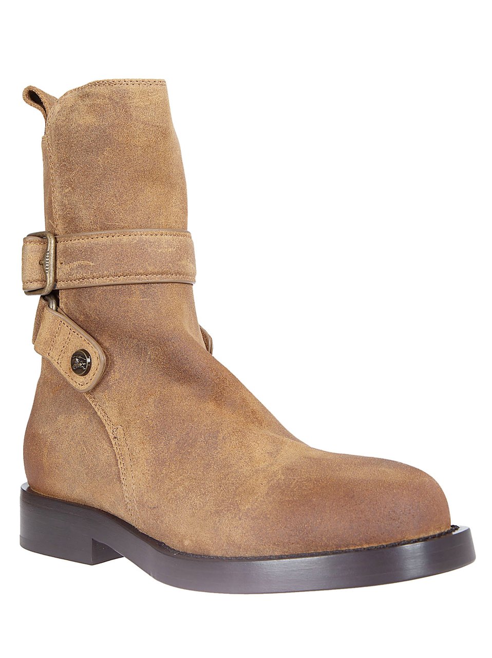 Burberry Round Toe Ankle Boots with Adjustable Straps and Metal Buckles Bruin