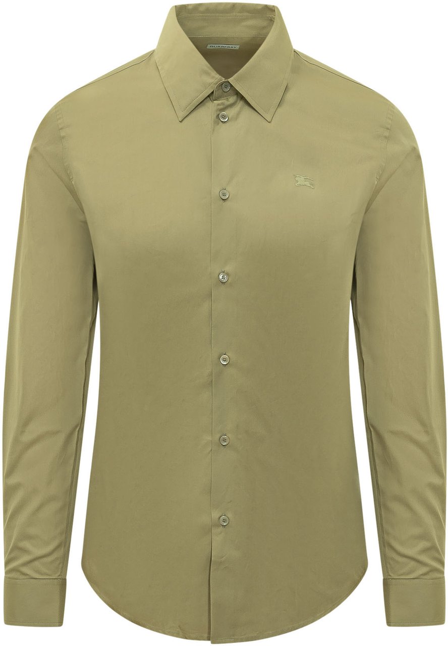 Burberry Camicia con Bottoni e Colletto Classico Donkergroen