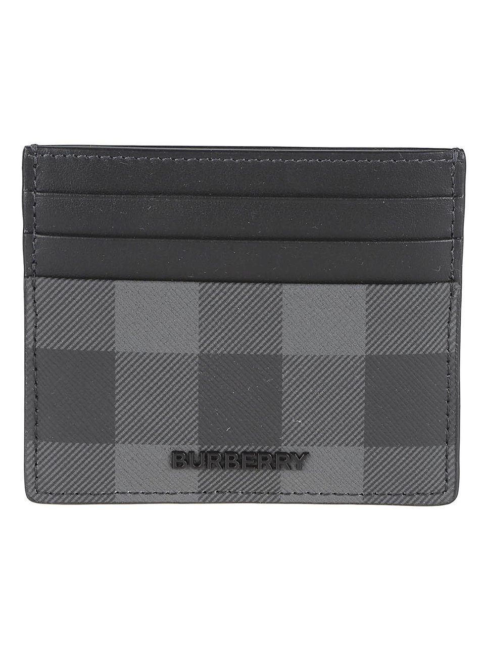 Burberry Checkered Cardholder with Tonal Logo and Refined Stitching Grijs