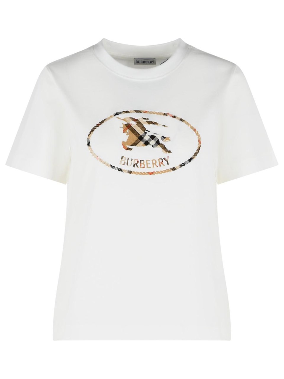 Burberry 'Frankie' White Cotton T-Shirt Wit