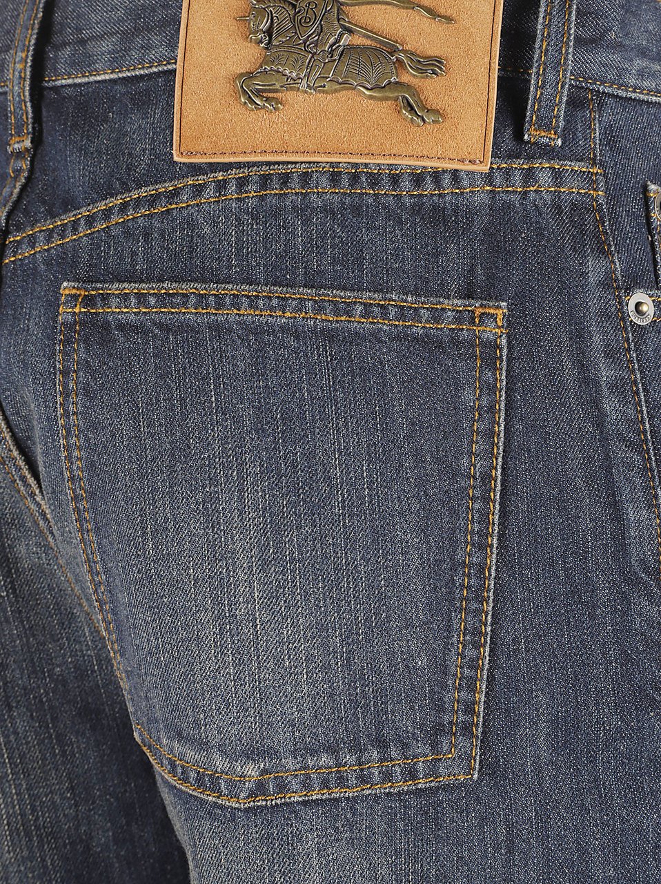 Burberry Medium-Dark Wash Straight-Leg Denim Jeans with Contrast Stitching Grijs