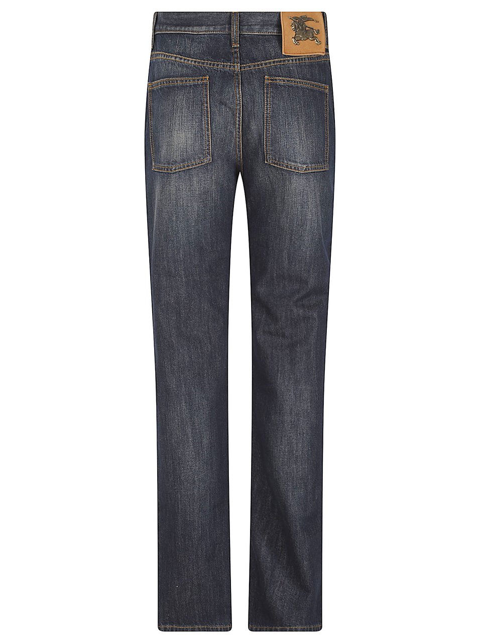 Burberry Medium-Dark Wash Straight-Leg Denim Jeans with Contrast Stitching Grijs