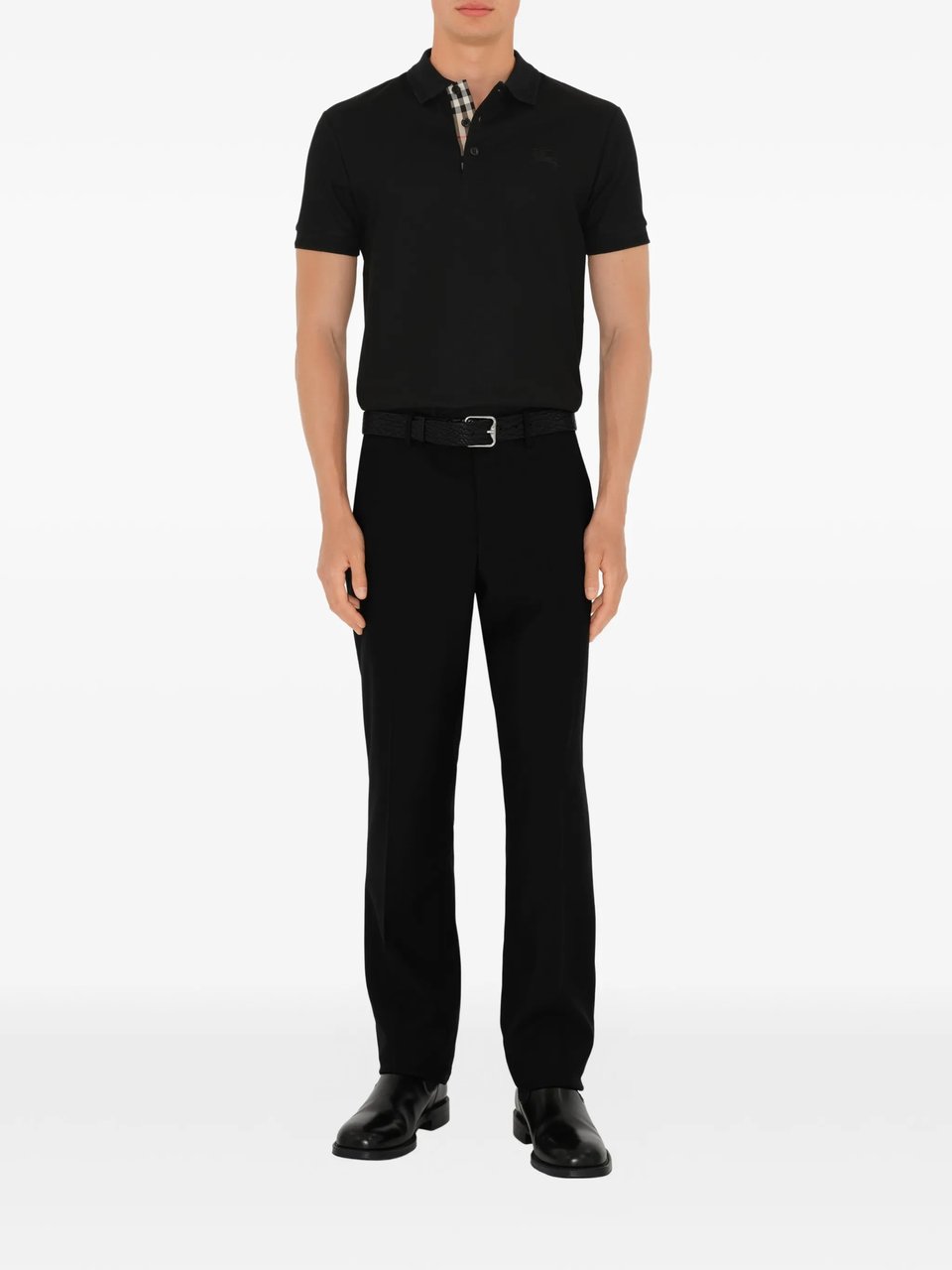 Burberry Eddie Check Placket Polo Shirt Zwart