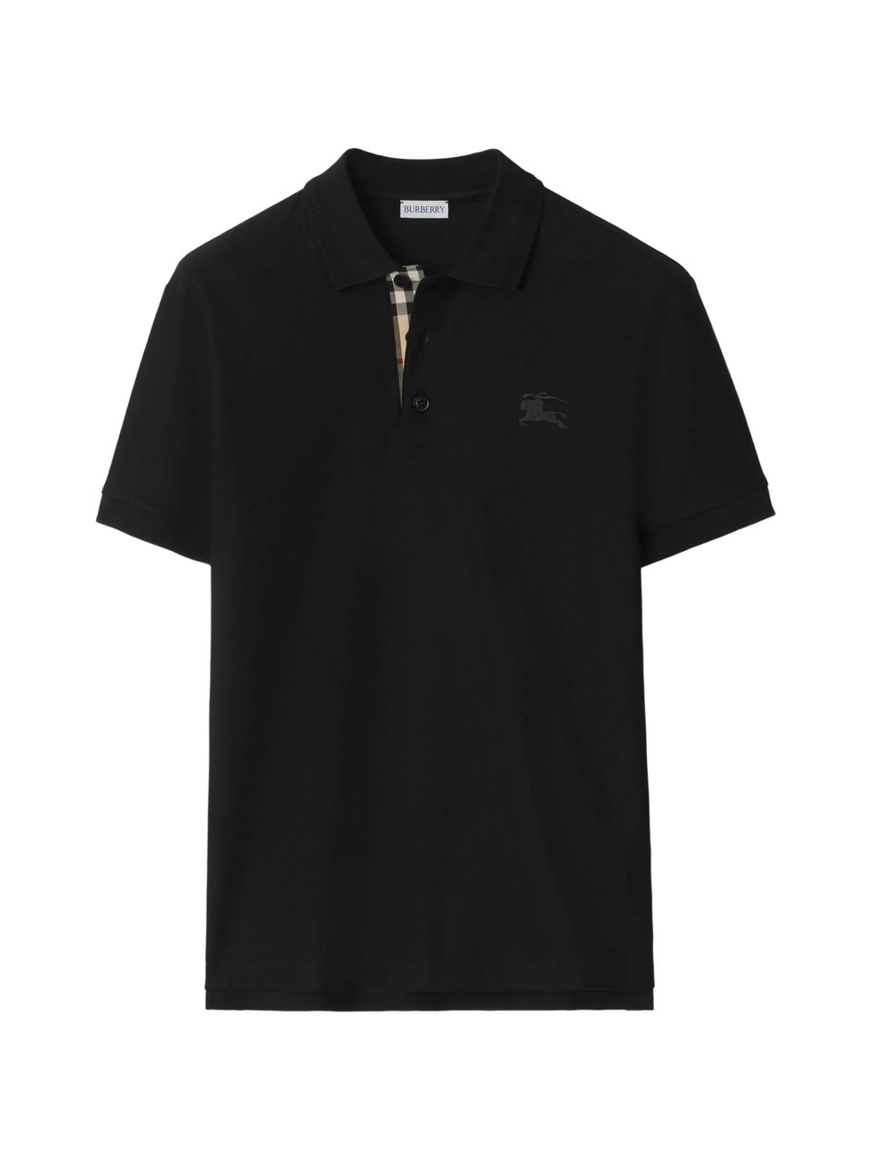 Burberry Eddie Check Placket Polo Shirt Zwart