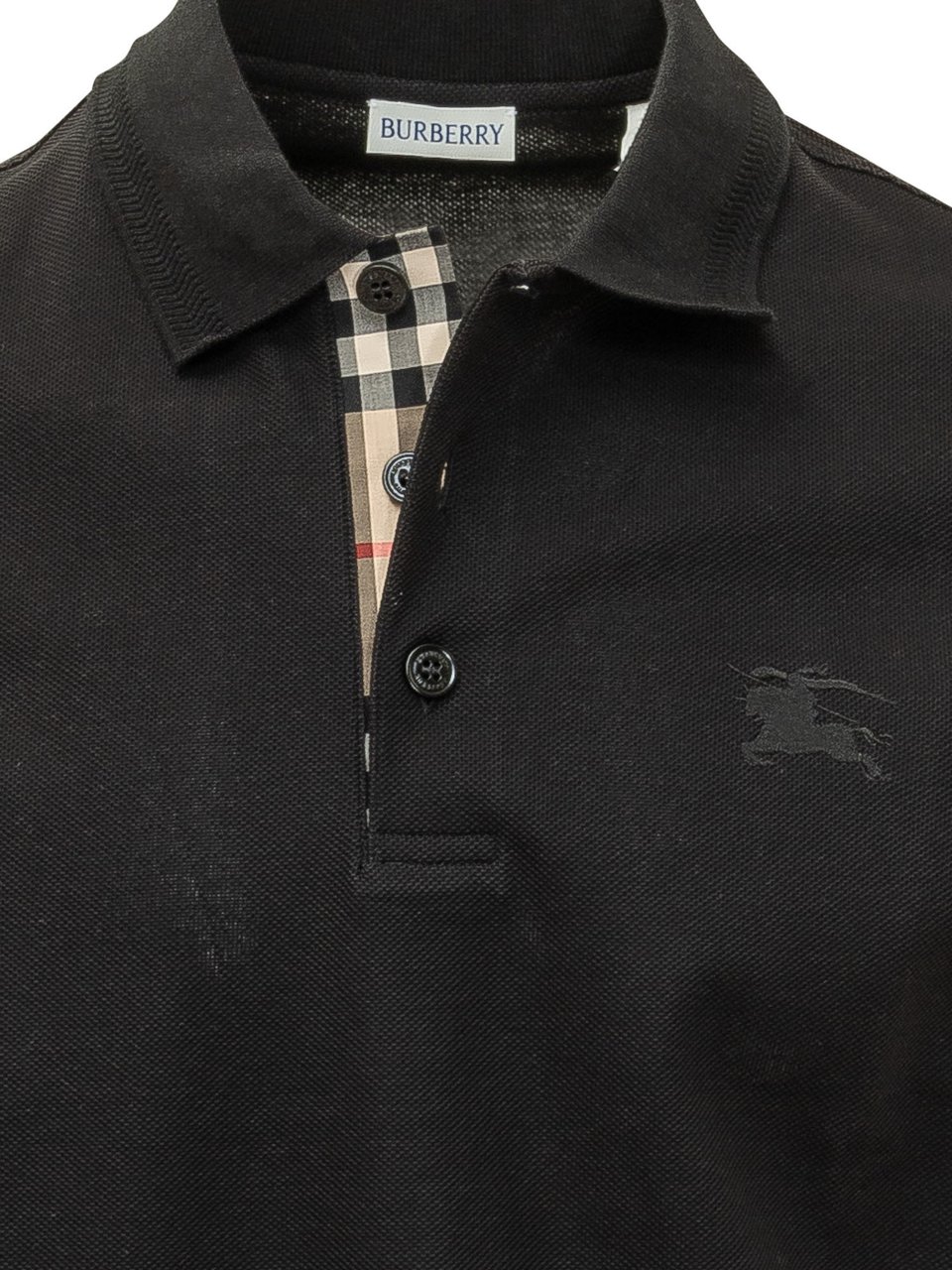 Burberry Polo con Bottoni e Logo Zwart