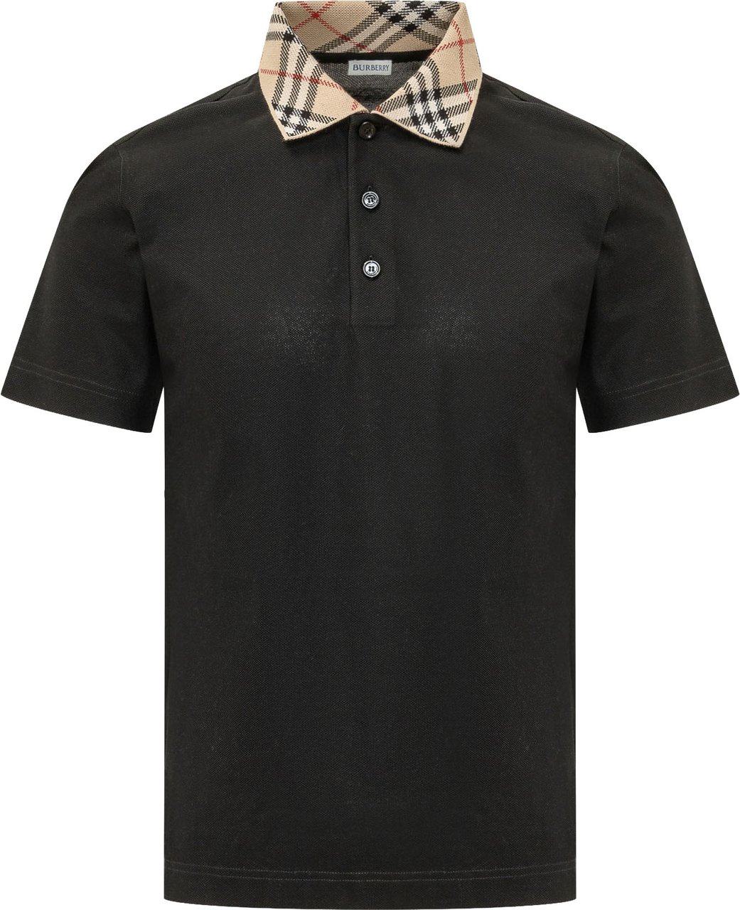 Burberry Polo Evan con Collo Check Zwart
