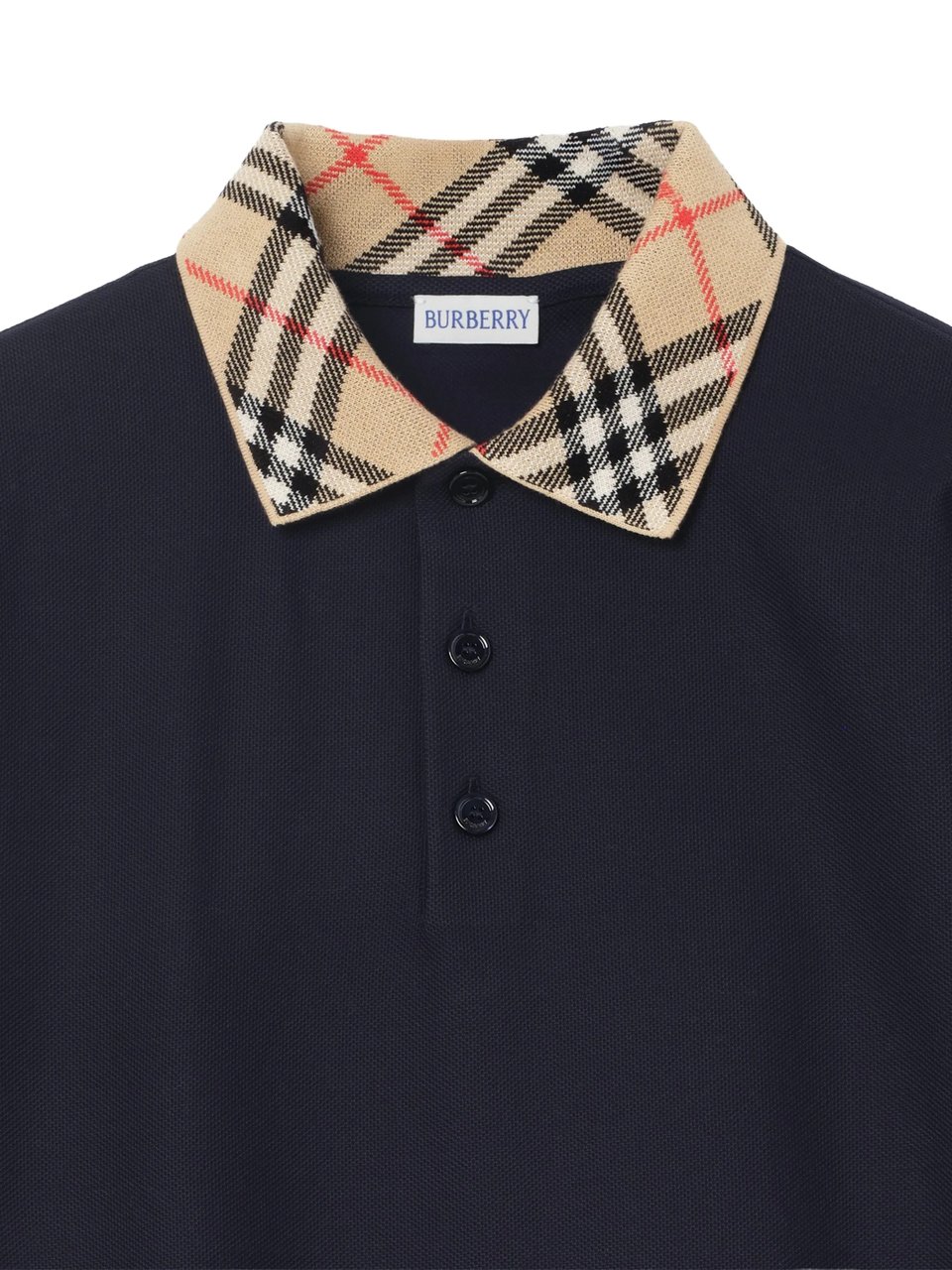 Burberry Classic Fit Polo Shirt with Checkered Collar Zwart