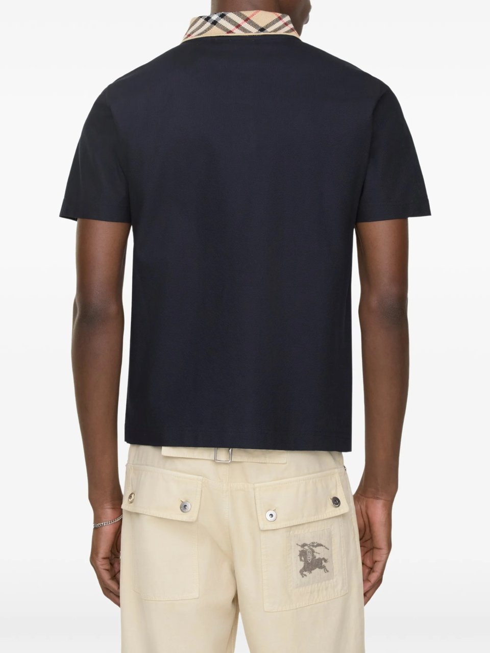 Burberry Classic Fit Polo Shirt with Checkered Collar Zwart