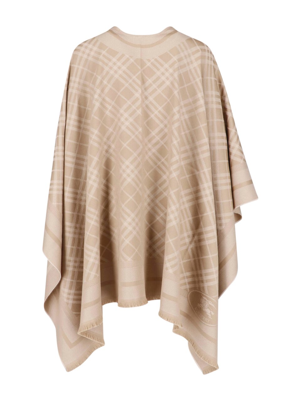 Burberry Beige Check Wool-Blend Cape Neutraal
