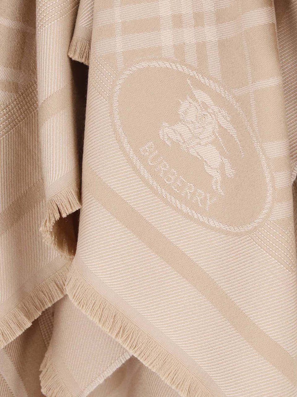 Burberry Beige Check Wool-Blend Cape Neutraal