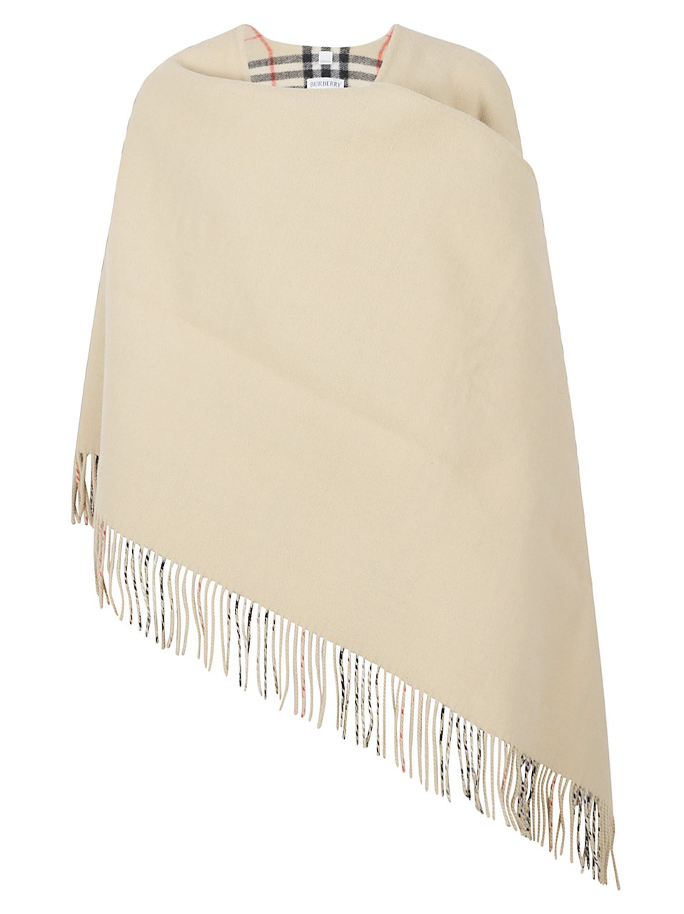 Burberry Beige Wool House Check Cape Neutraal