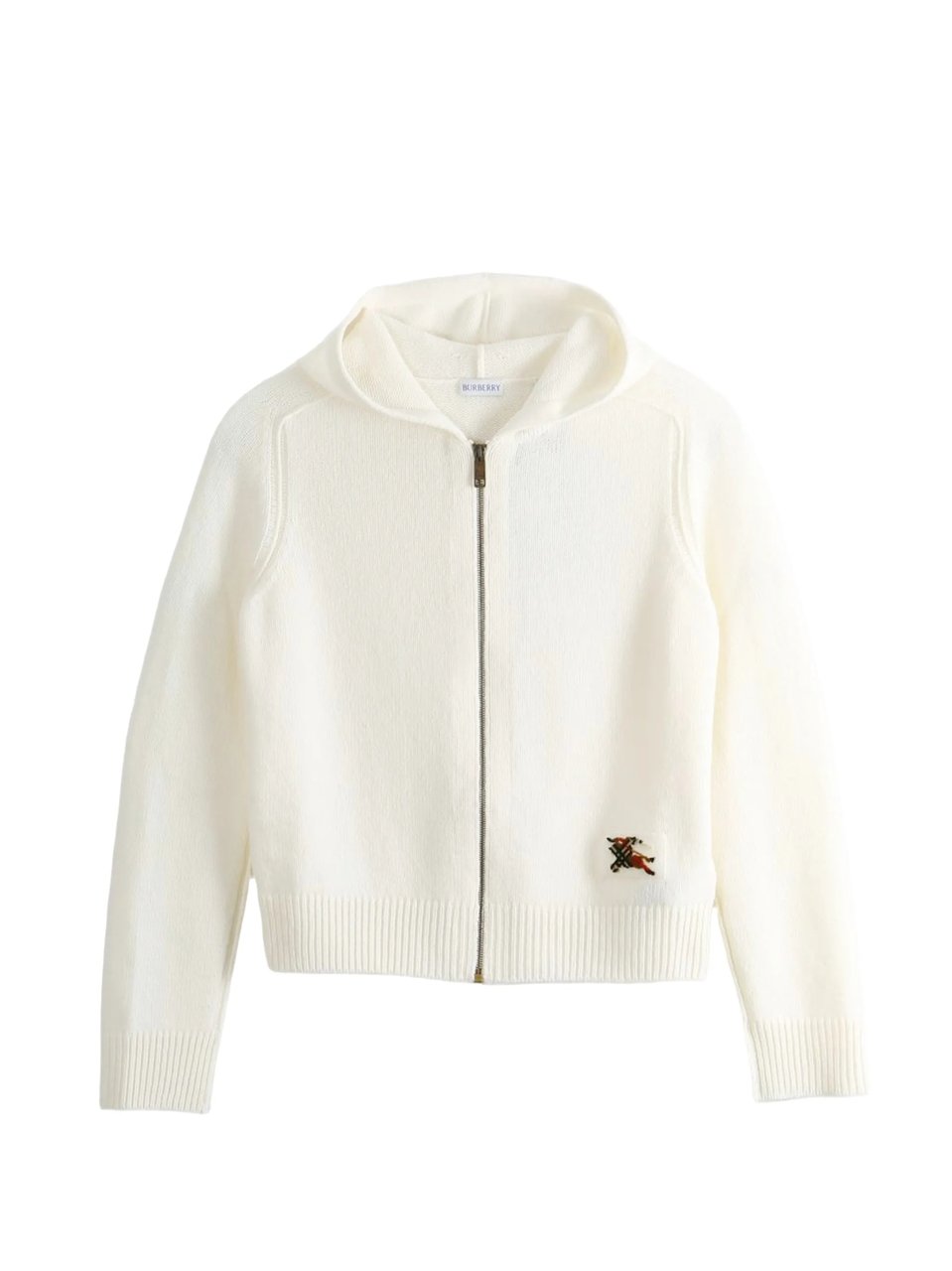 Burberry Giacca Fitted Cotton Ribbed Knit Hoodie Neutraal