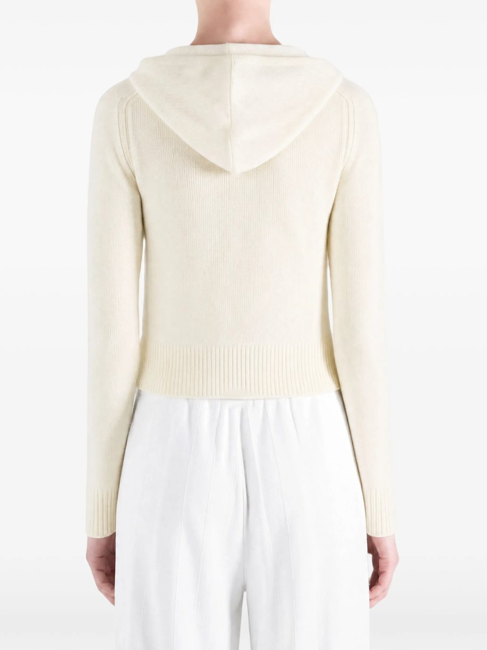 Burberry Giacca Fitted Cotton Ribbed Knit Hoodie Neutraal