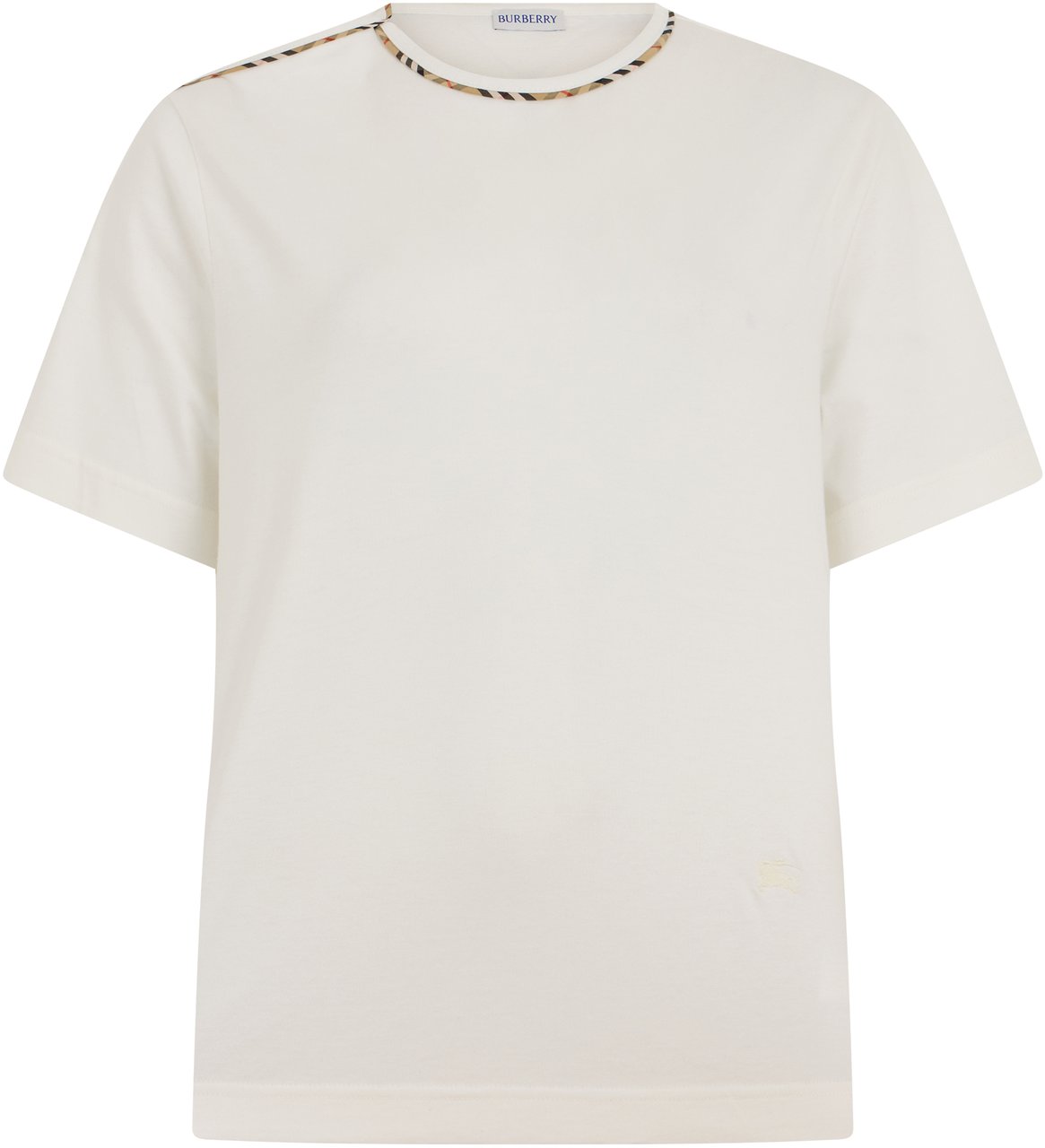 Burberry Short sleeve T-shirt with tartan trim Wit