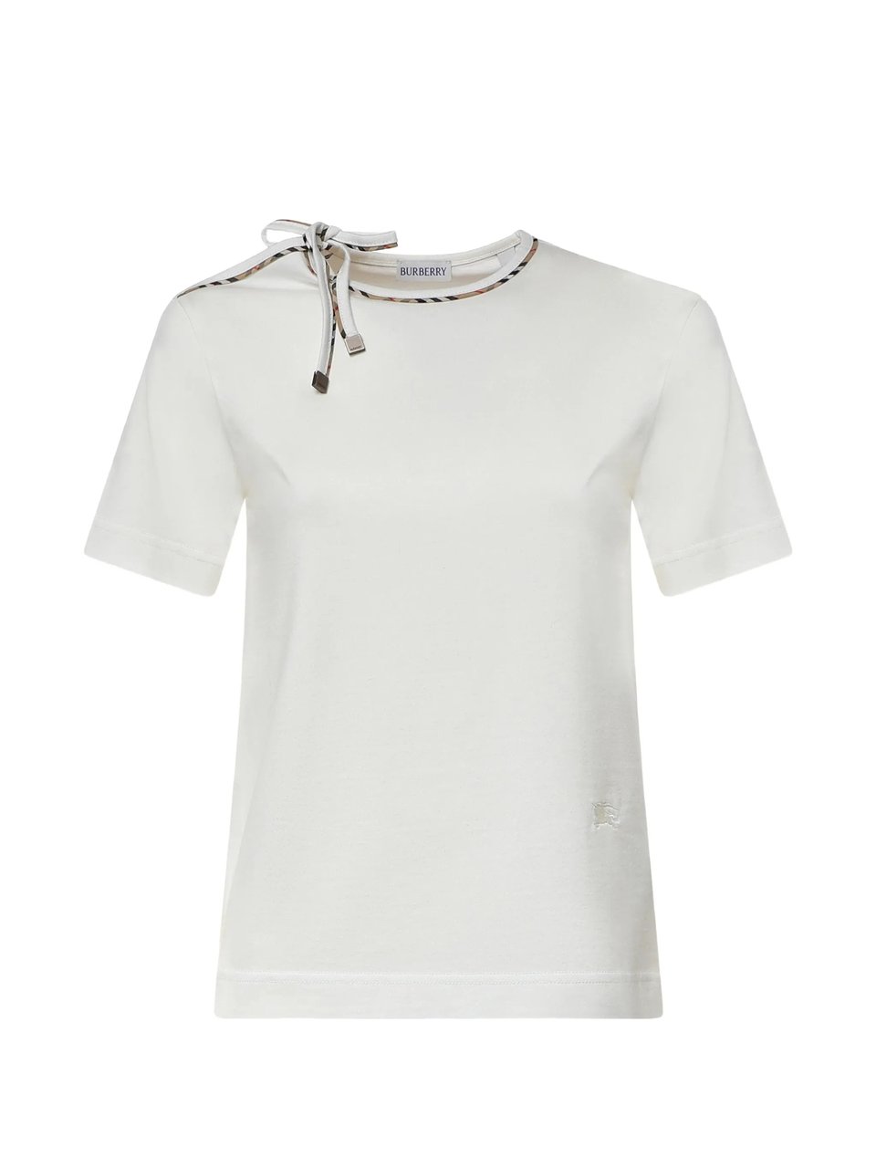 Burberry Cotton Regular Check Trim T-Shirt Wit