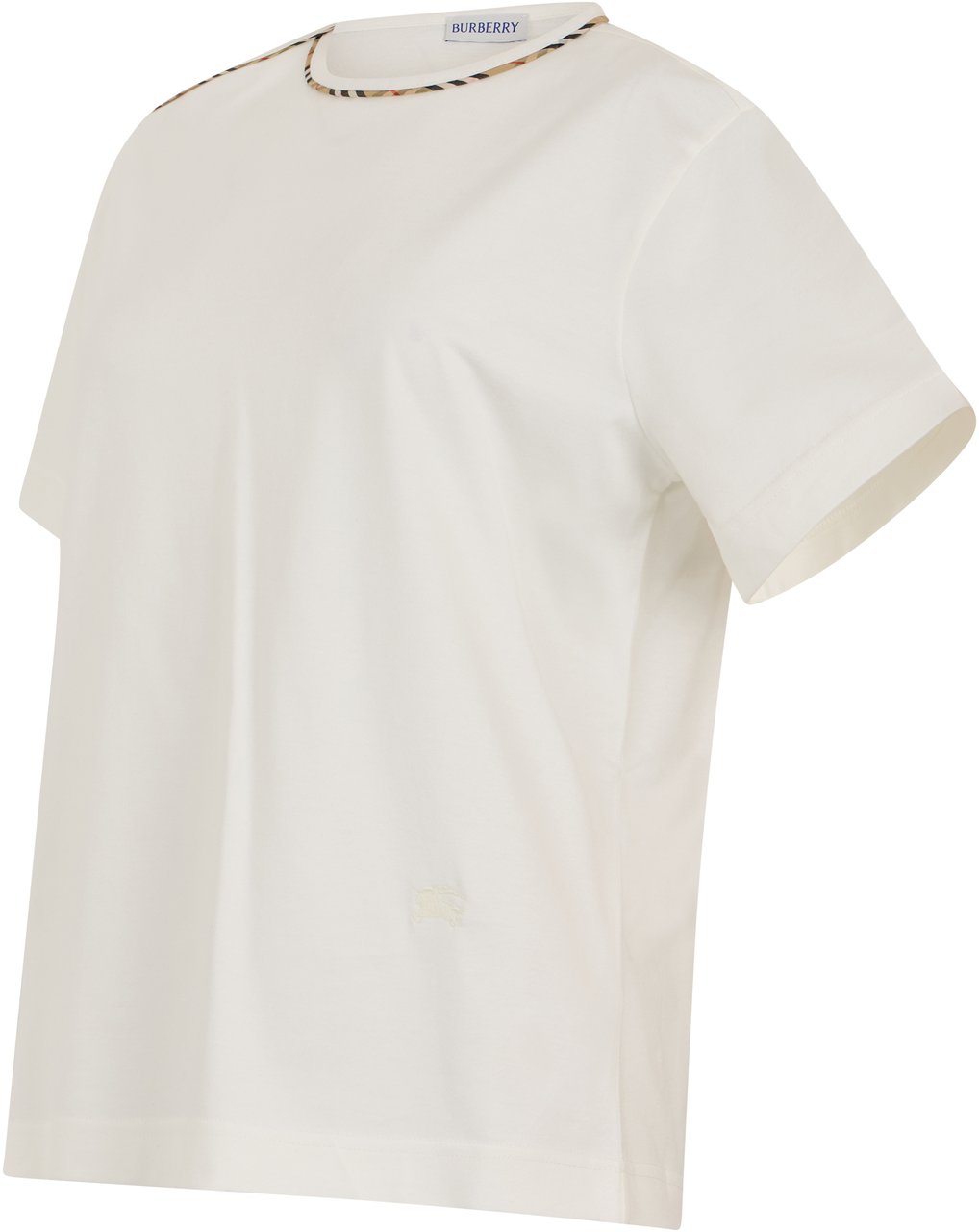 Burberry Short sleeve T-shirt with tartan trim Wit
