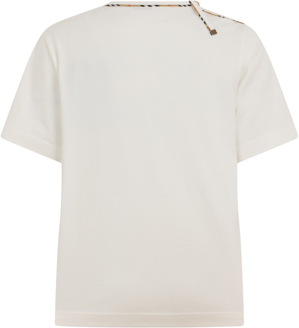Burberry Short sleeve T-shirt with tartan trim Wit