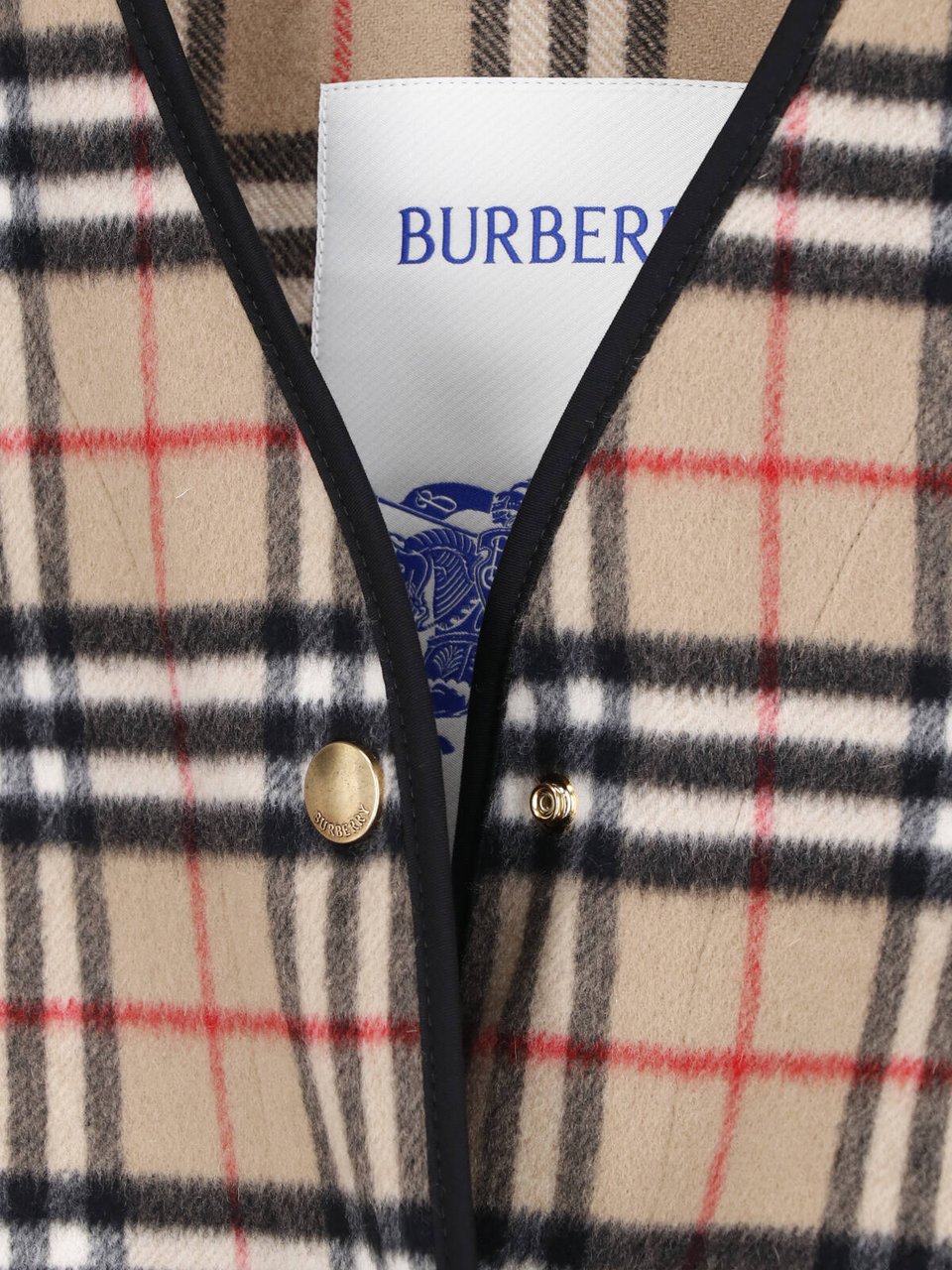 Burberry Check Wool-Cashmere Detachable Button Liner Neutraal