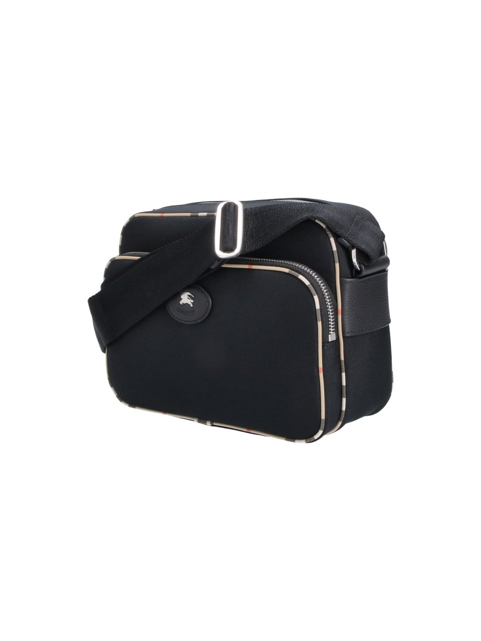 Burberry Black Fabric Check Shoulder Bag Zwart