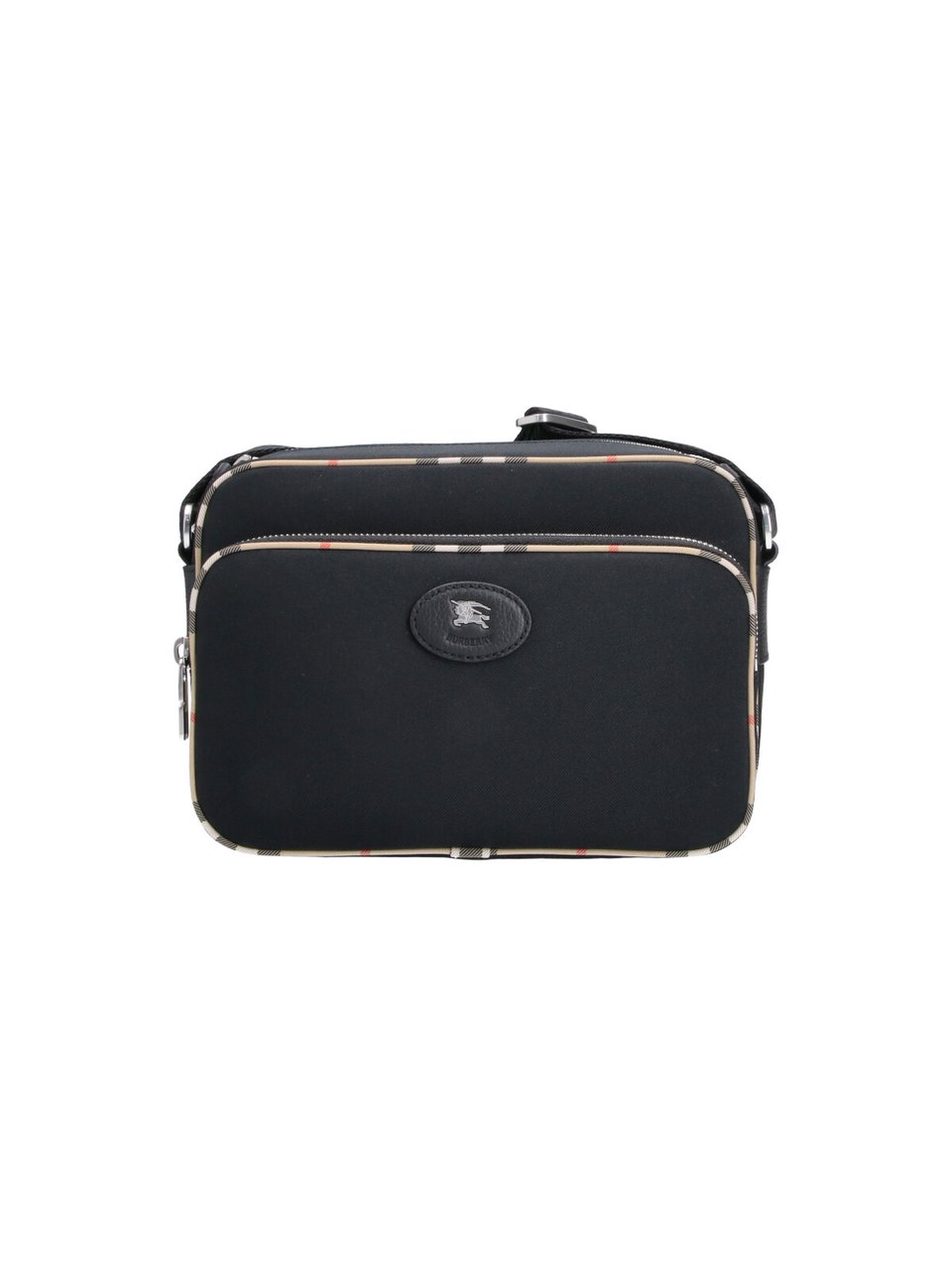 Burberry Black Fabric Check Shoulder Bag Zwart