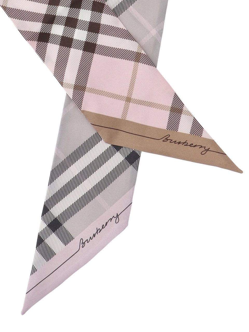 Burberry Grey Check Mulberry Silk Scarf Grijs