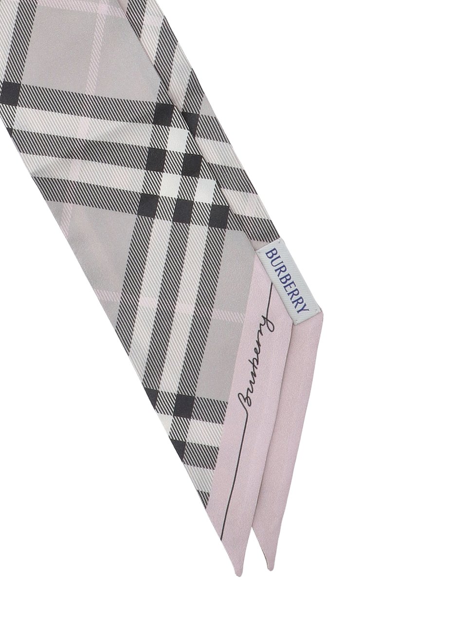 Burberry Grey Check Mulberry Silk Scarf Grijs