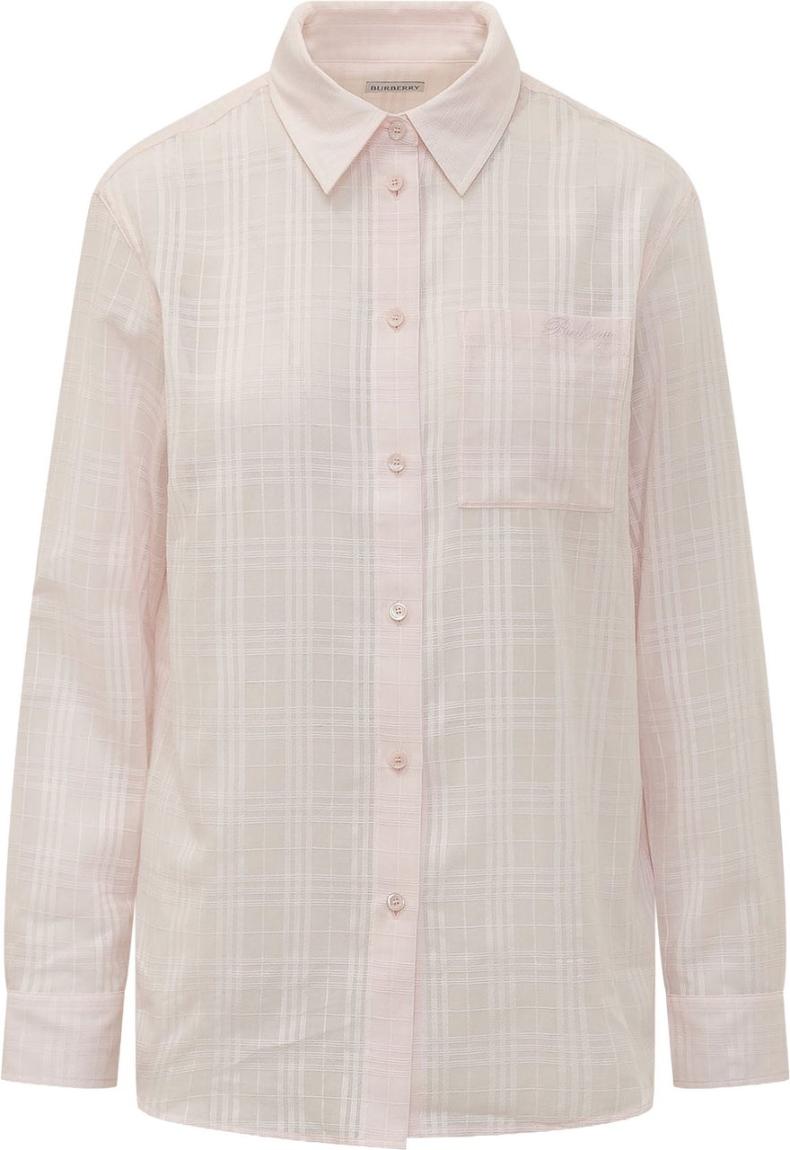 Burberry Camicia Emma a Quadri con Ricamo Logo Roze