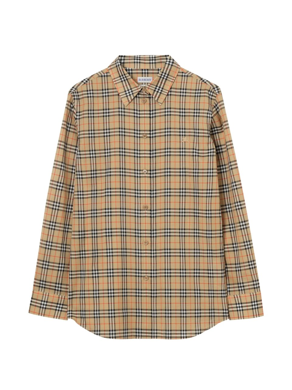 Burberry Check Pattern Pointed Collar Shirt Bruin