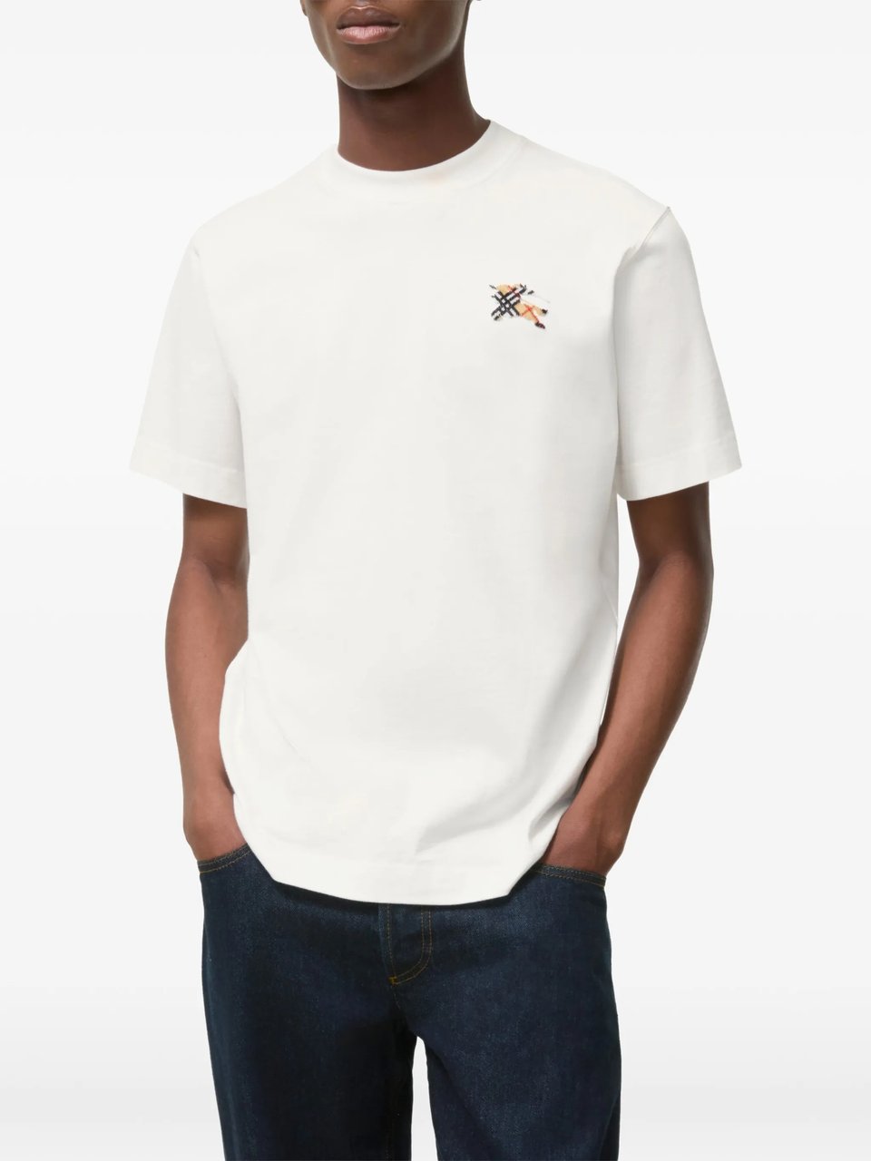 Burberry White Seth Cotton Crewneck T-Shirt Wit