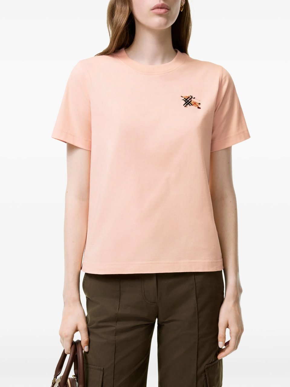 Burberry Short-Sleeved Crew Neck T-Shirt With Abstract Embroidery Neutraal