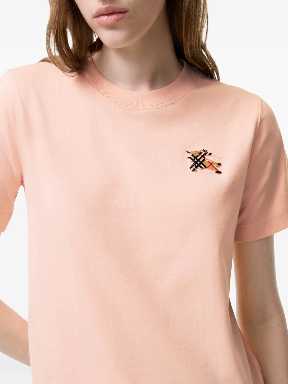 Burberry Short-Sleeved Crew Neck T-Shirt With Abstract Embroidery Neutraal